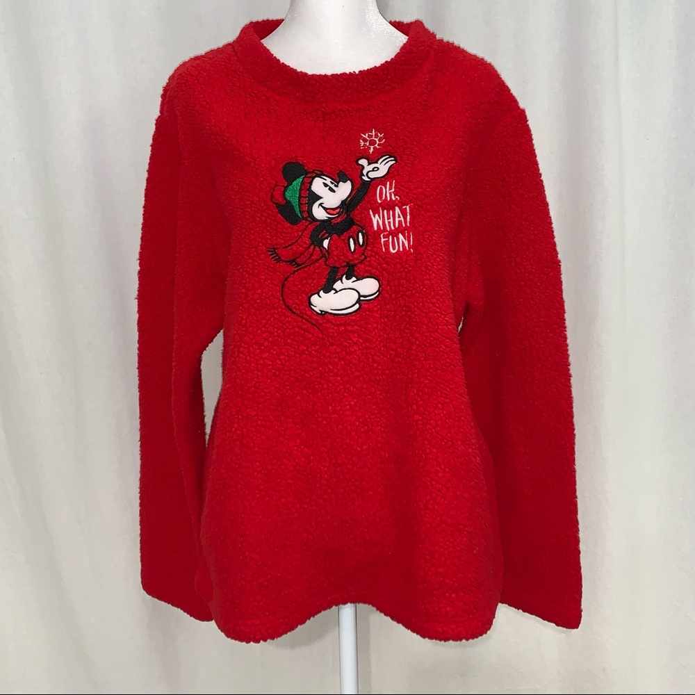 Disney Mickey Mouse Women’s Red Fleece Sleepwear‎ Size Junior Large 12 14